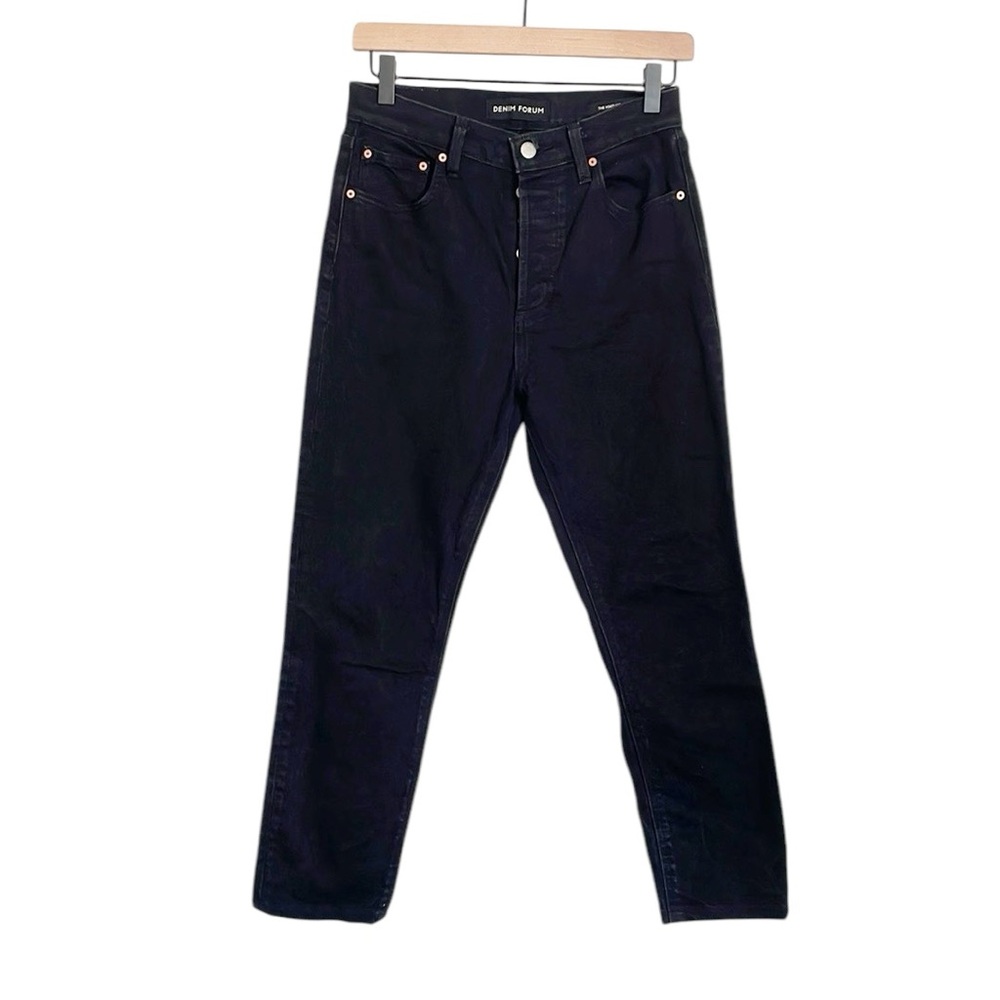 Denim Forum The Yoko High Rise Slim Cropped Black Button Fly Jeans size 26